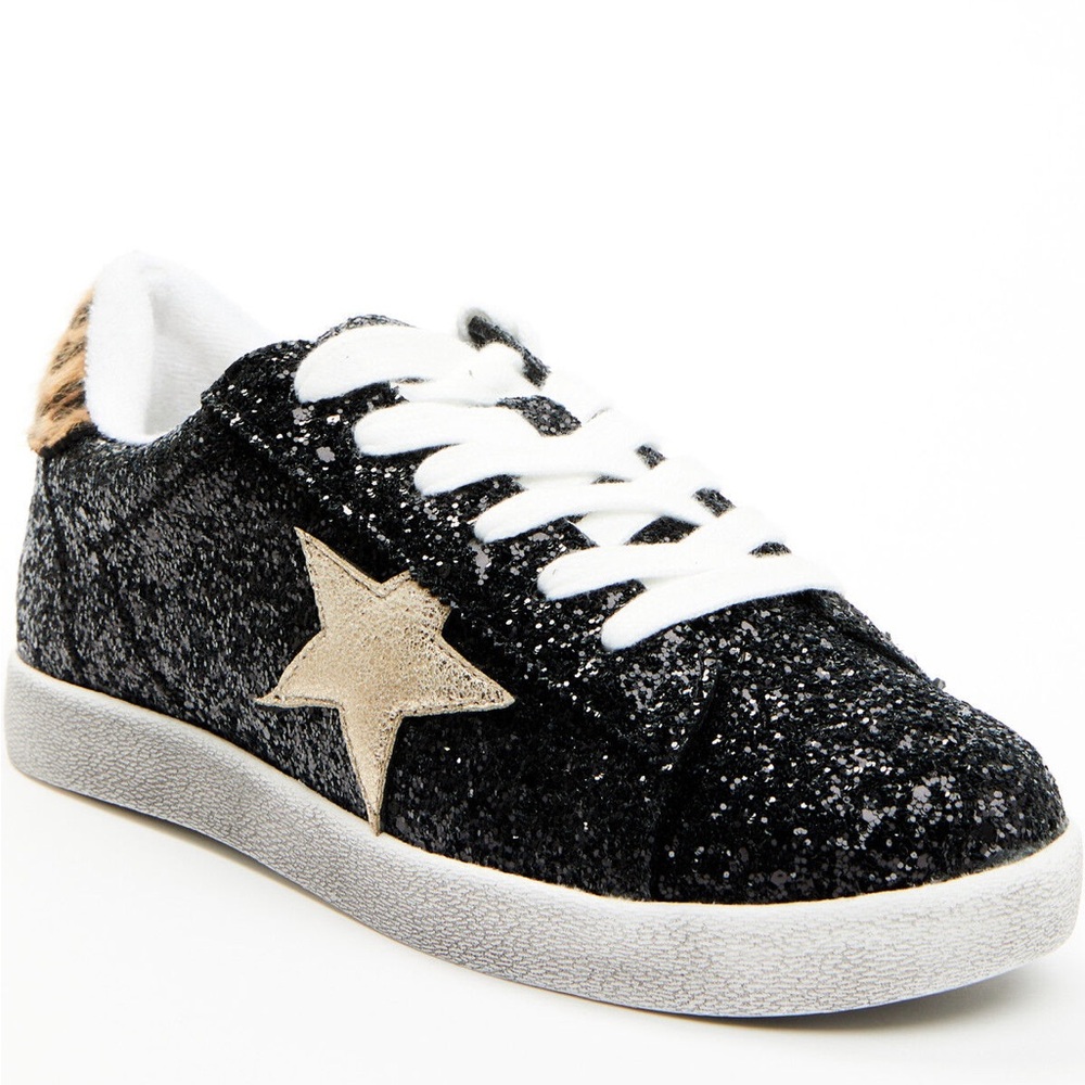 Women’s Glitter Star Sneakers - Black and Gold